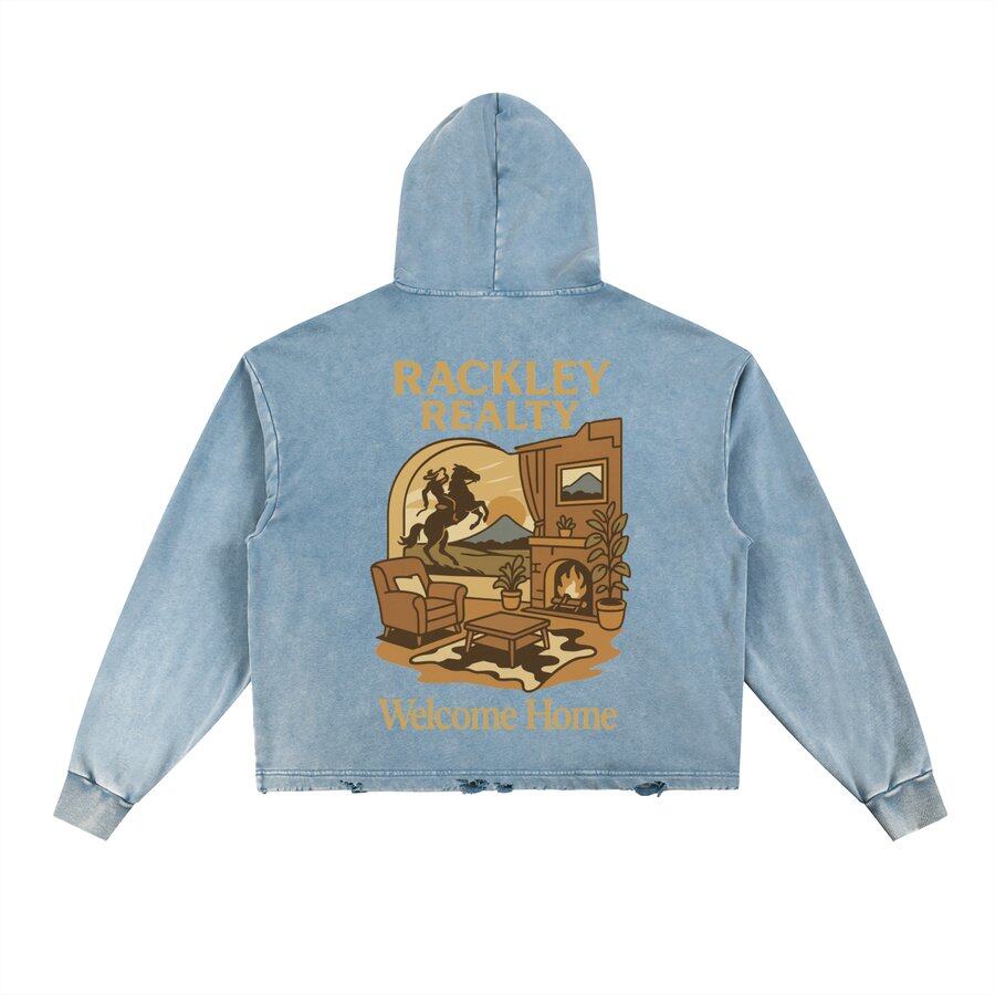 Vintage Wash — Frayed-Hem Hoodie